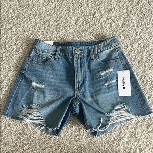 Hurley Women's Blue Denim boyfriend Shorts 25